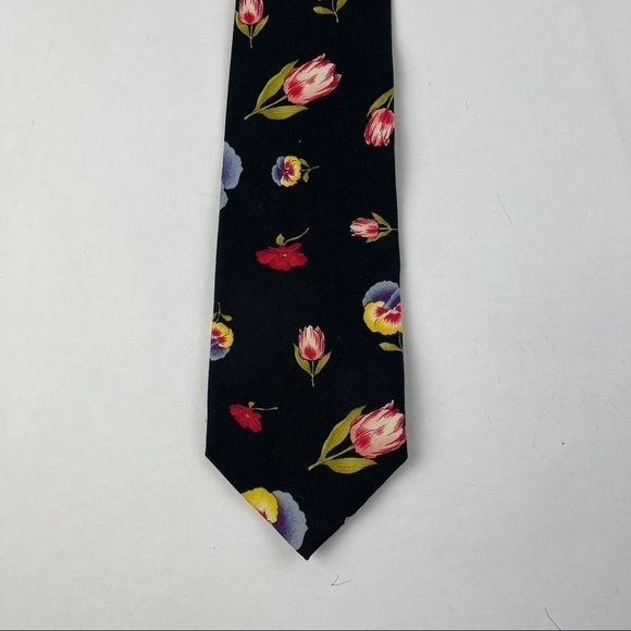 Tango Max Raab Tie Mens Black Floral - Picture 3 of 5